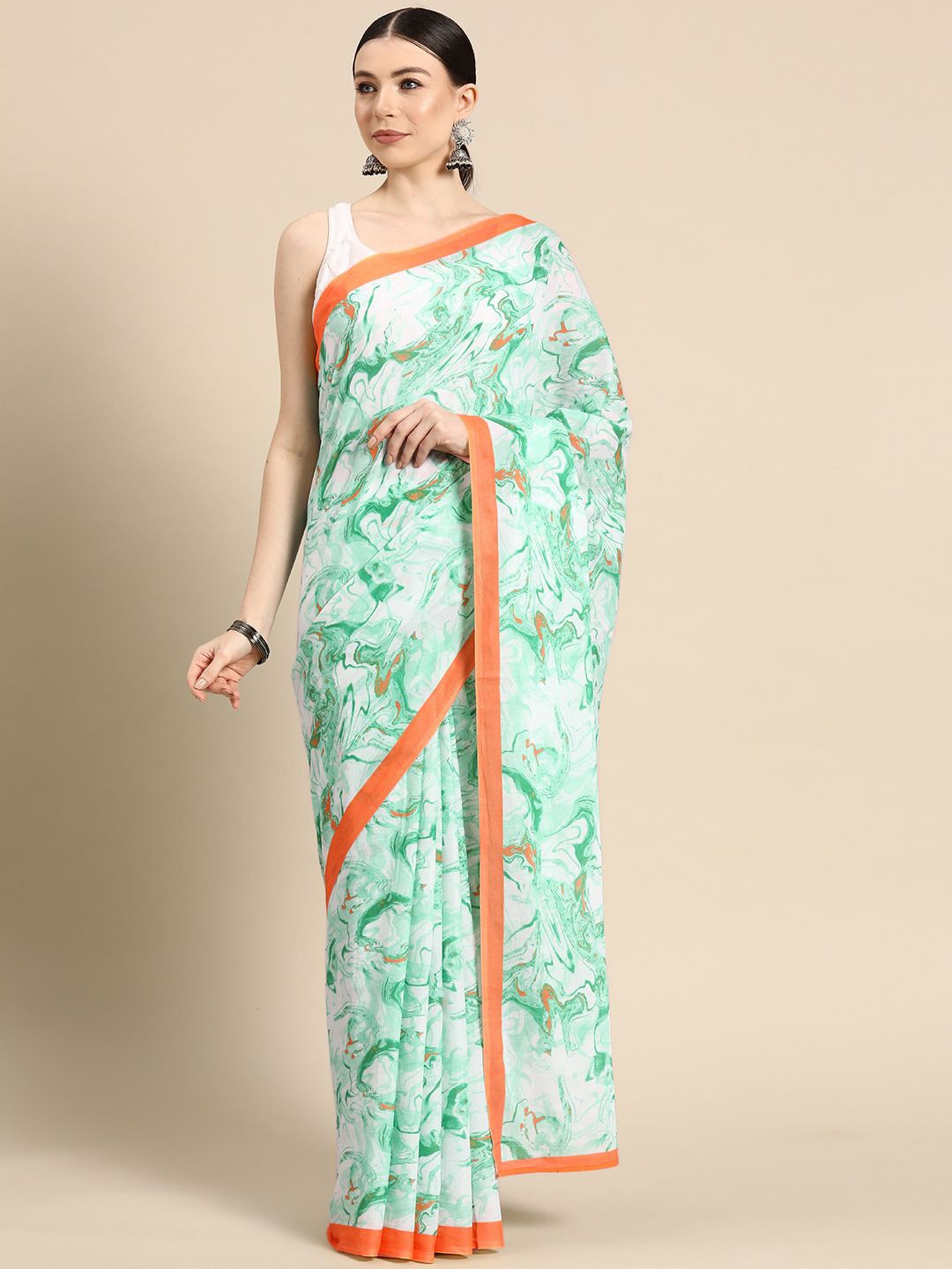 

BUTA BUTI Pure Cotton Saree, Orange