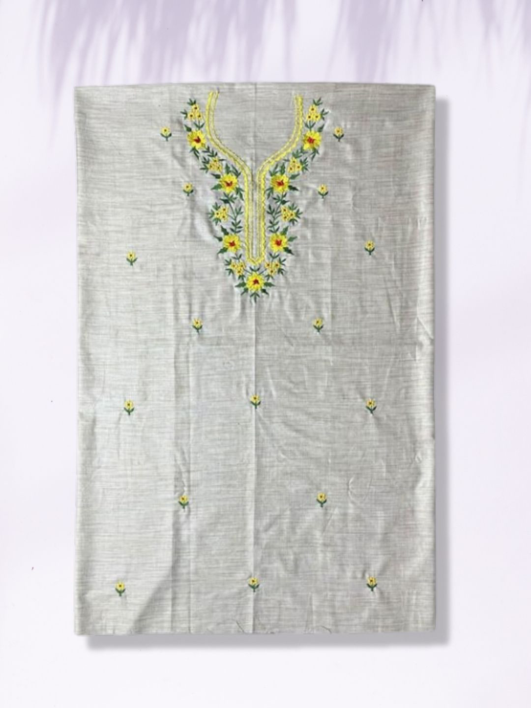 

RIYA SHREE Floral Embroidered Pure Cotton Unstitched Dress Material, Grey