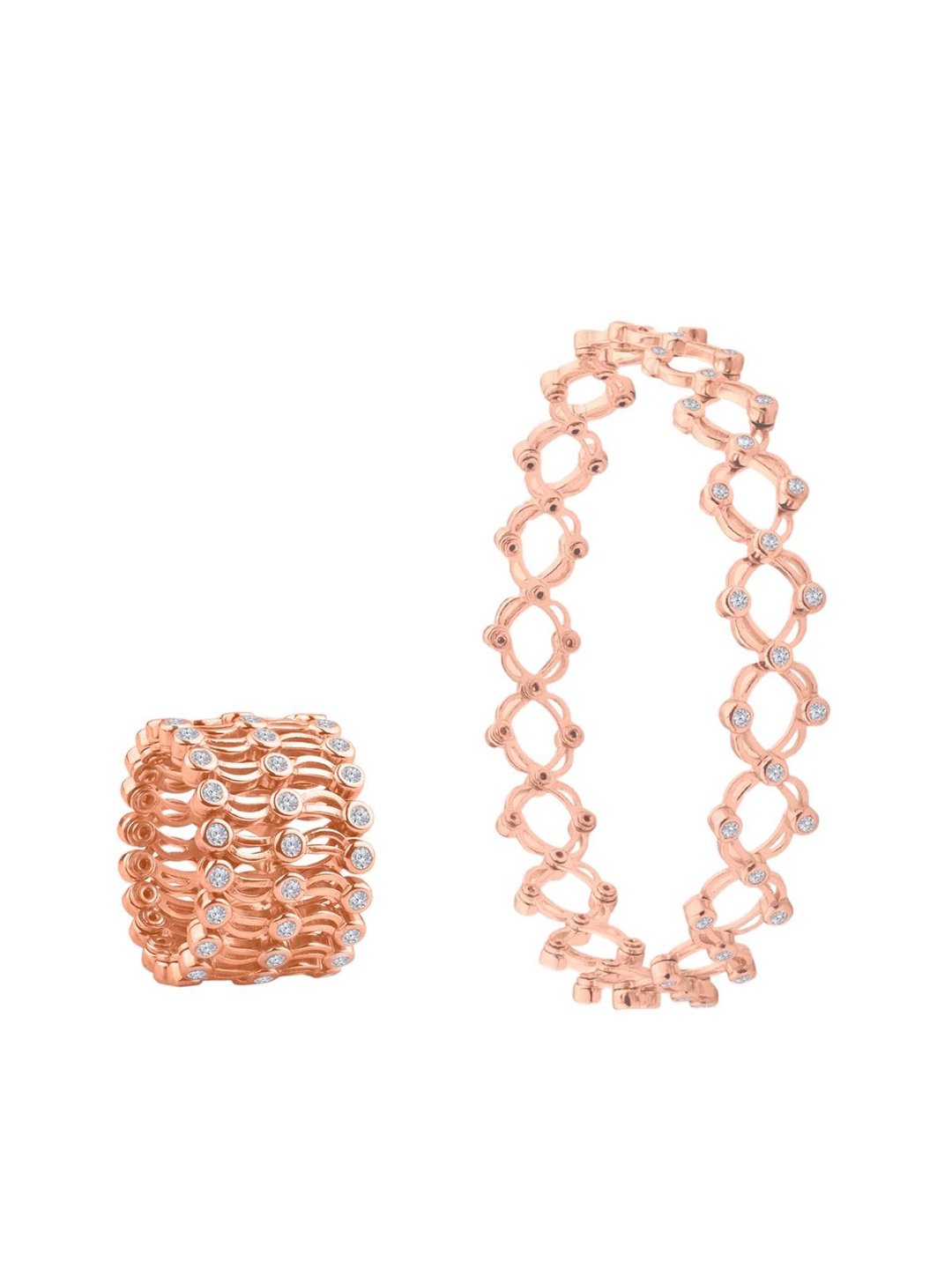 

De Flossy Silver Women Sterling Silver Rose Gold-Plated Kada Bracelet