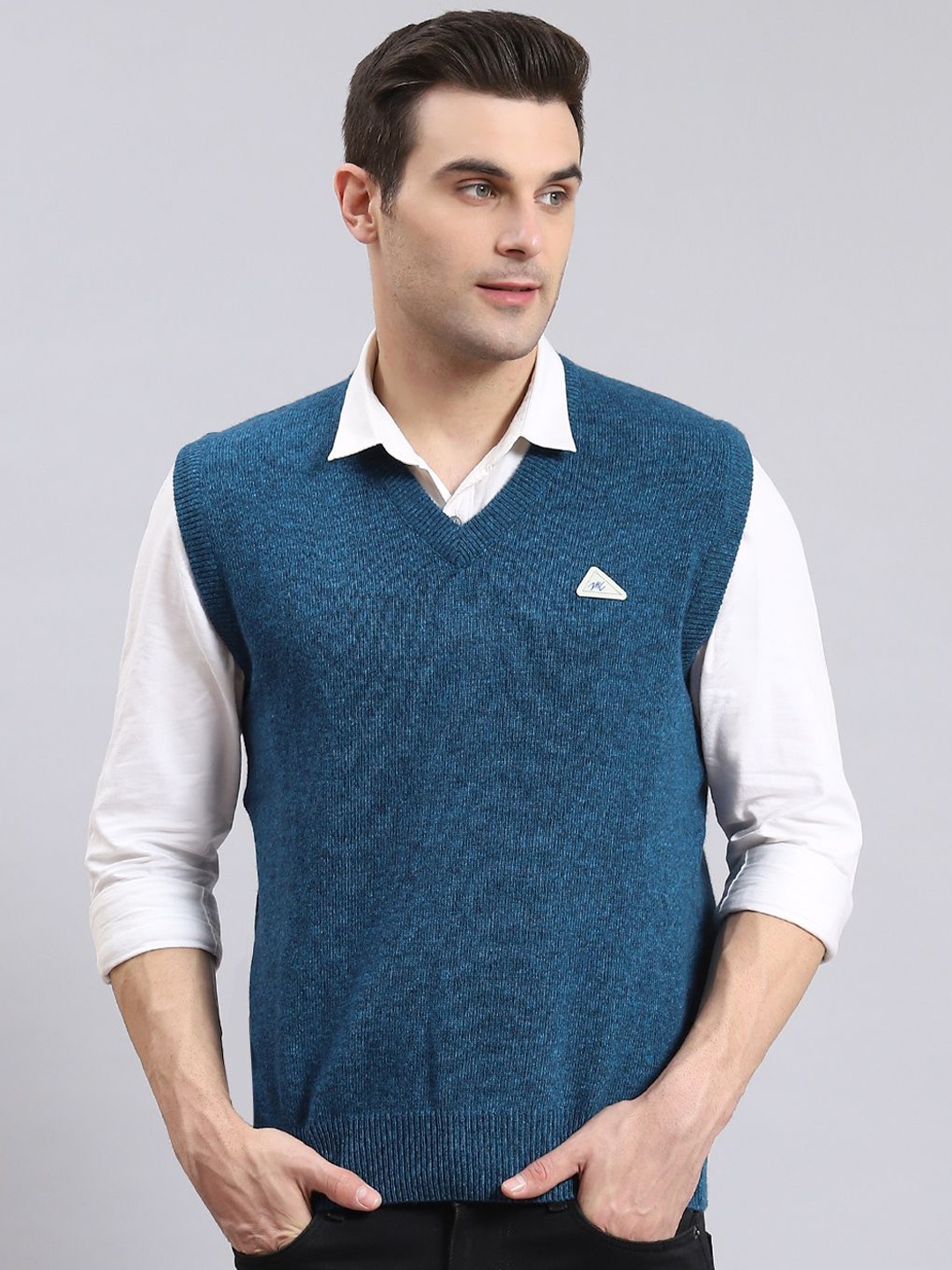 

Monte Carlo Men Woollen Sweater Vest, Turquoise blue