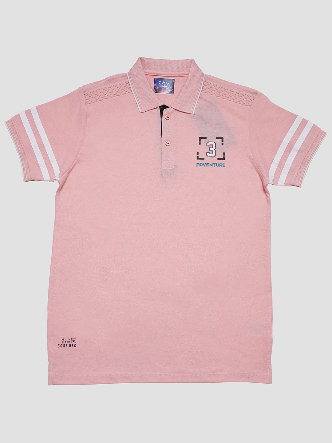 

TWIX Boys Solid Polo Collar Cotton T-Shirt, Peach