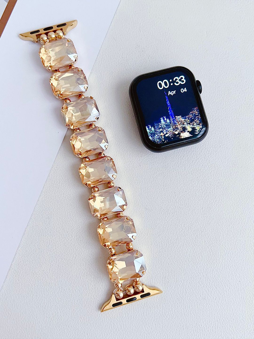 

PEEPERLY Crystal-Studded Compatible iWatch Strap, Gold
