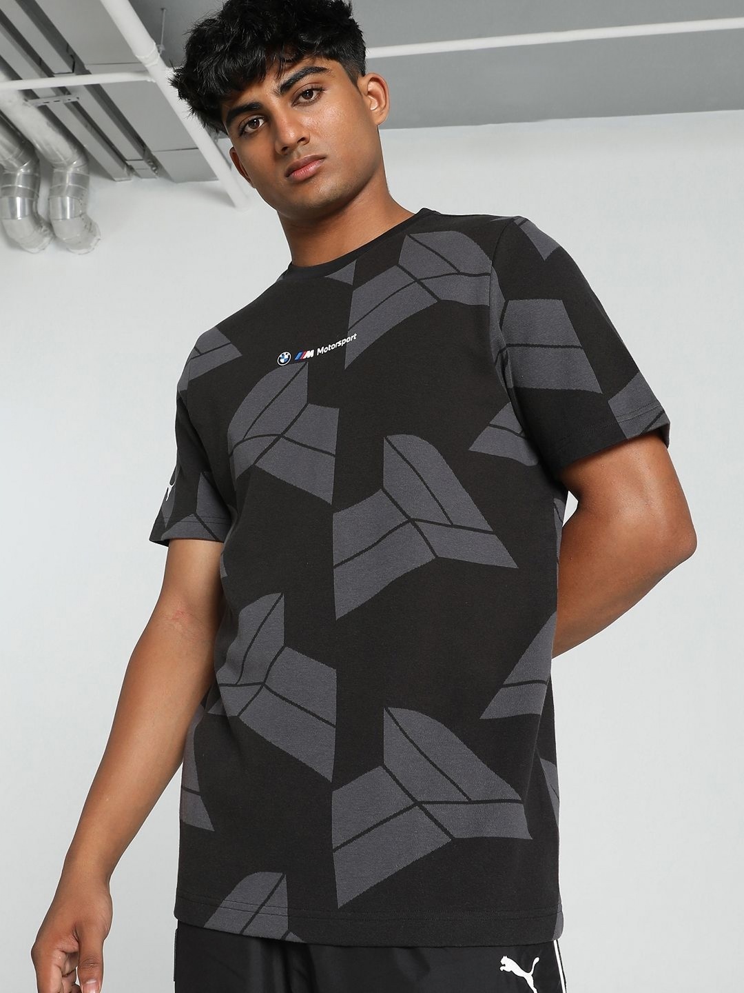 

PUMA Motorsport Men Striped Pockets T-shirt, Black