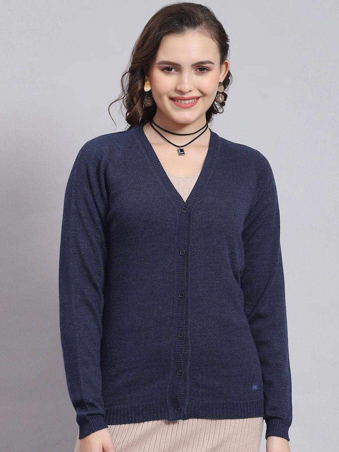 

Monte Carlo Women Woollen Cardigan, Navy blue