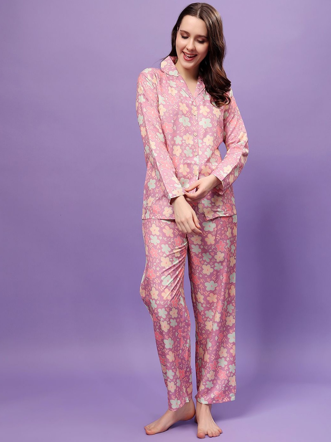 

Cation Women Printed Night suit, Pink