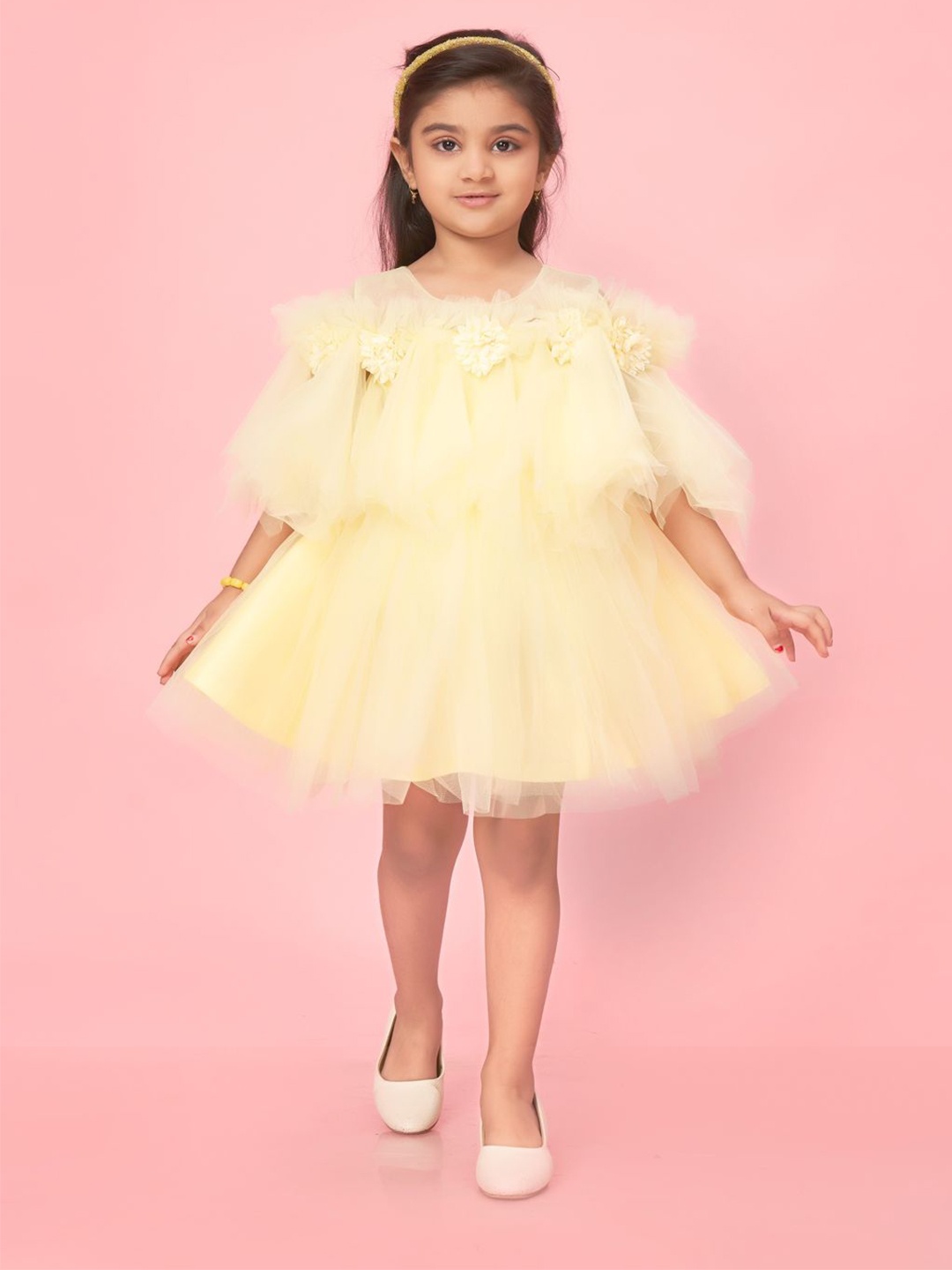 

BAESD Girls Net Layered A-Line Dress, Yellow