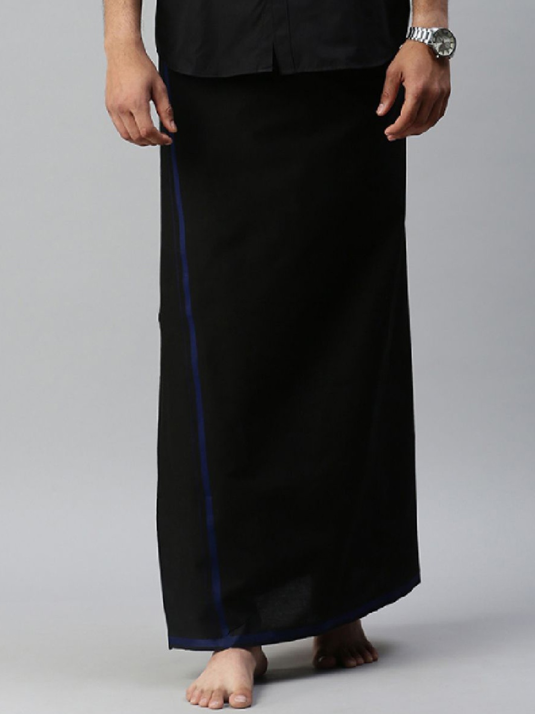

Ramraj Men Bordered Dhoti, Black