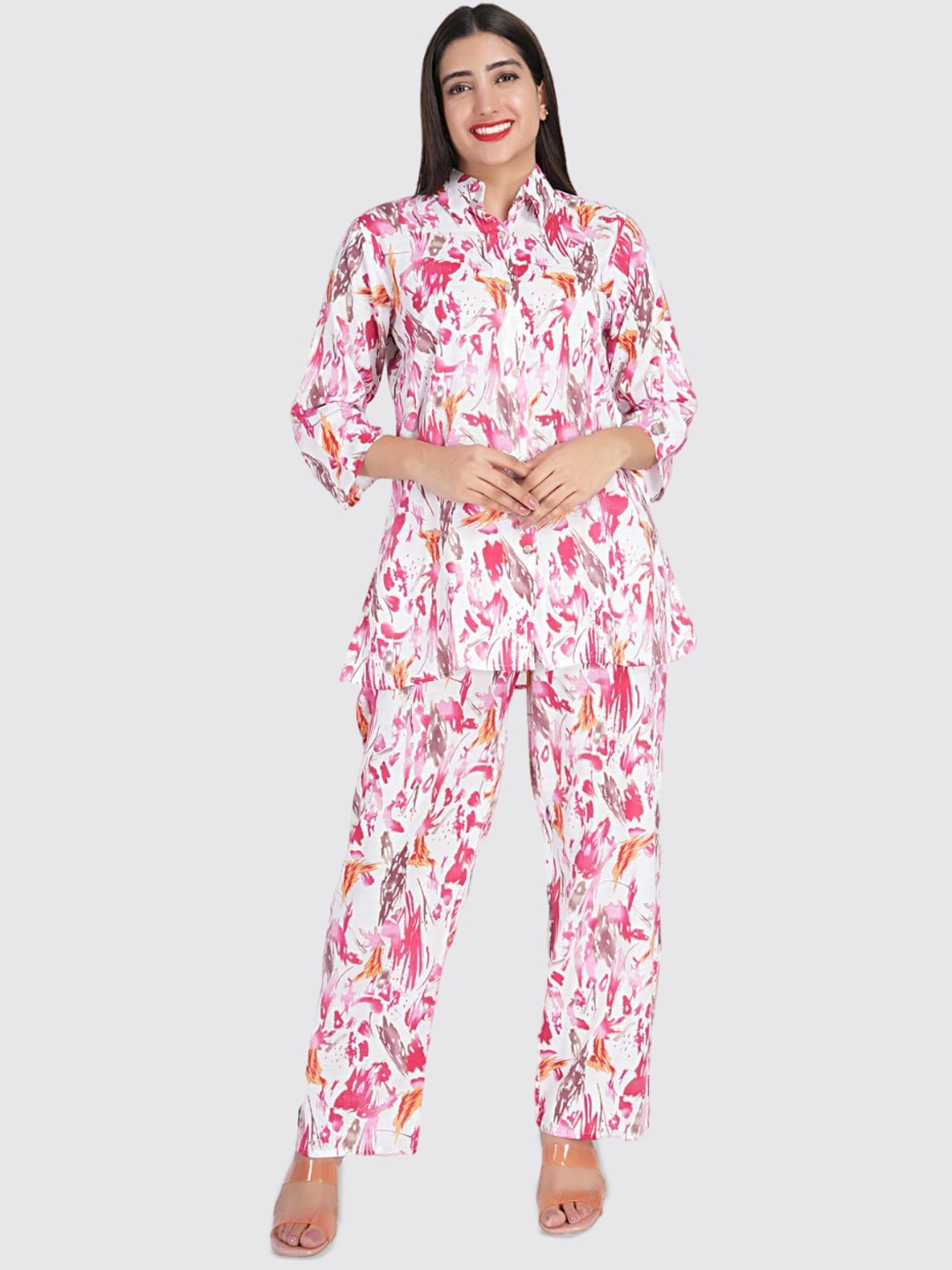 

BAESD Abstarct Printed Shirt & Trouser Co-Ords, Pink