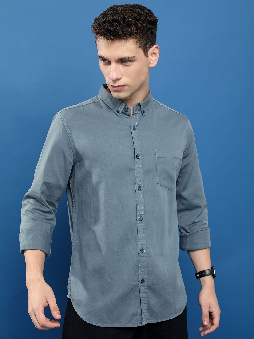 

HIGHLANDER Men Slim Fit Opaque Casual Shirt, Grey