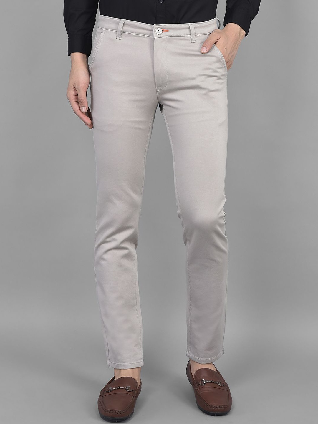 

American Archer Men Smart Slim Fit Wrinkle Free Trousers, Grey