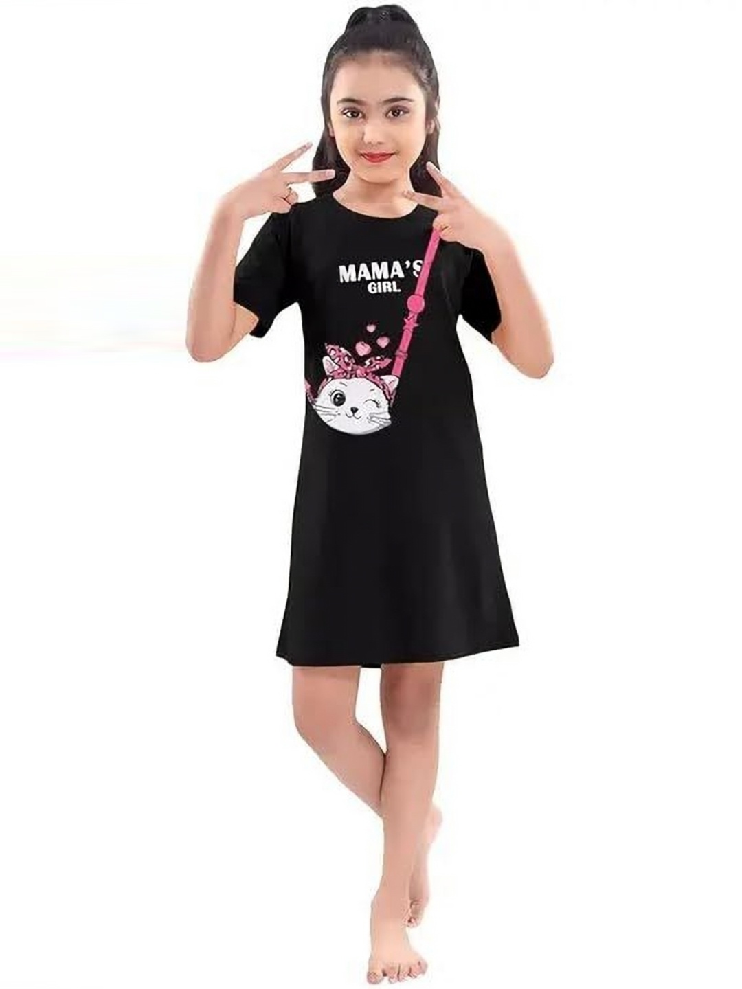 

BAESD Girls Graphic Printed Round Neck Cotton T-Shirt, Pink