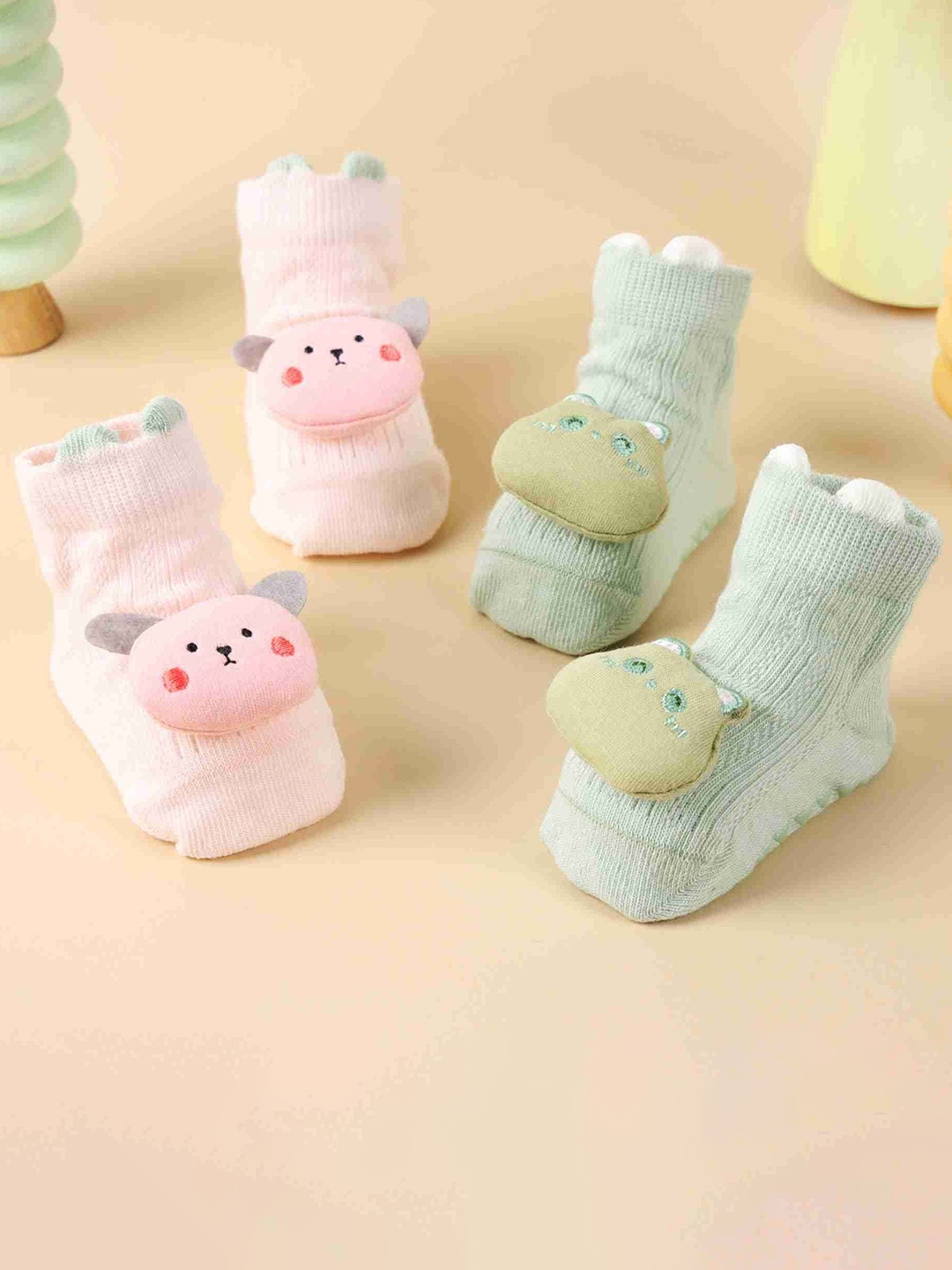 

KICKS & CRAWL Infants Pack Of 2 Ankle-Length Socks, Peach