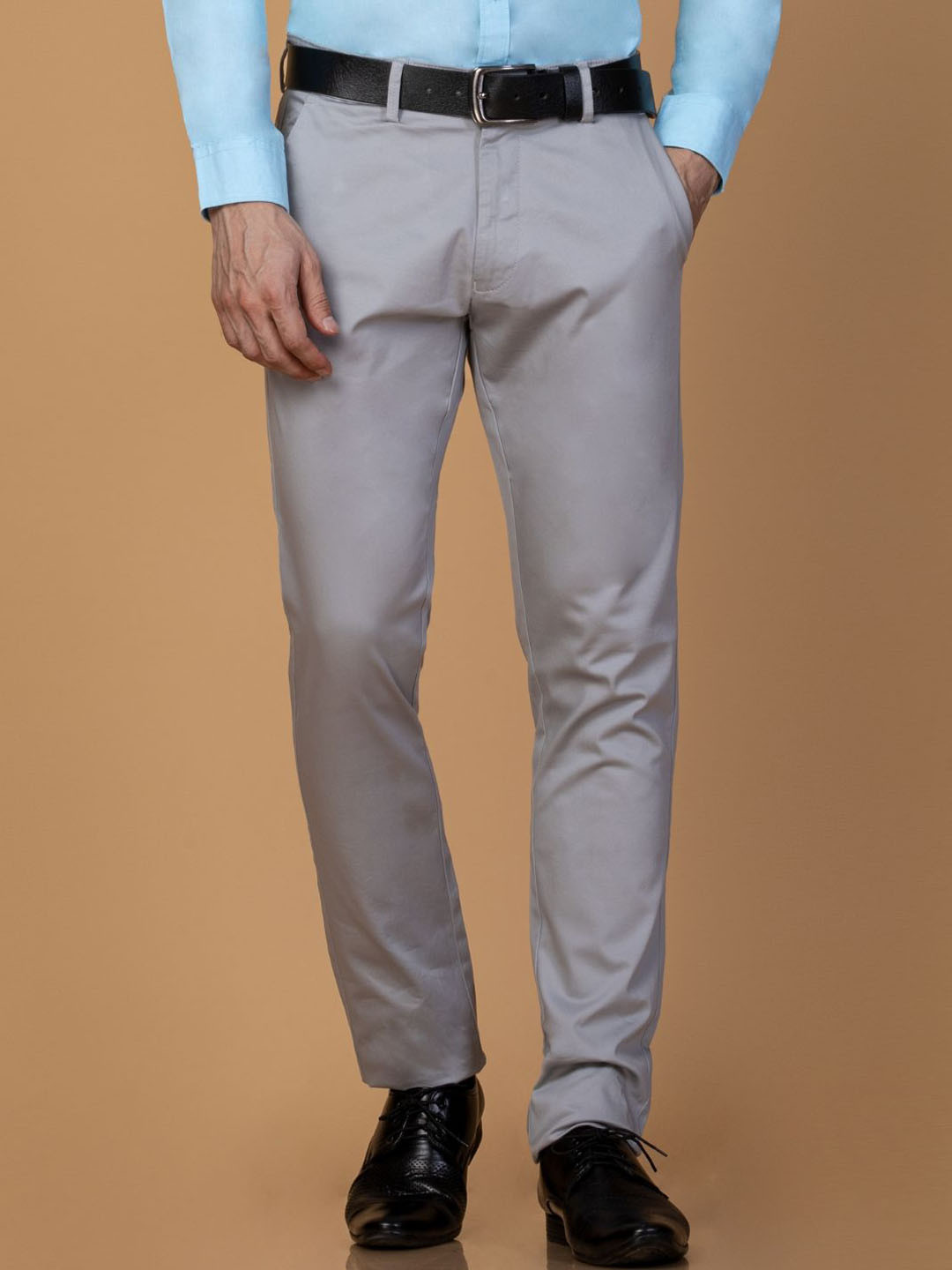 

Berkshire Men Smart Slim Fit Cotton Easy Wash Formal Trousers, Grey