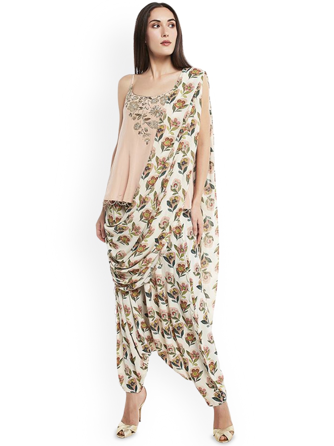 

Payal Singhal Floral Printed, Cream