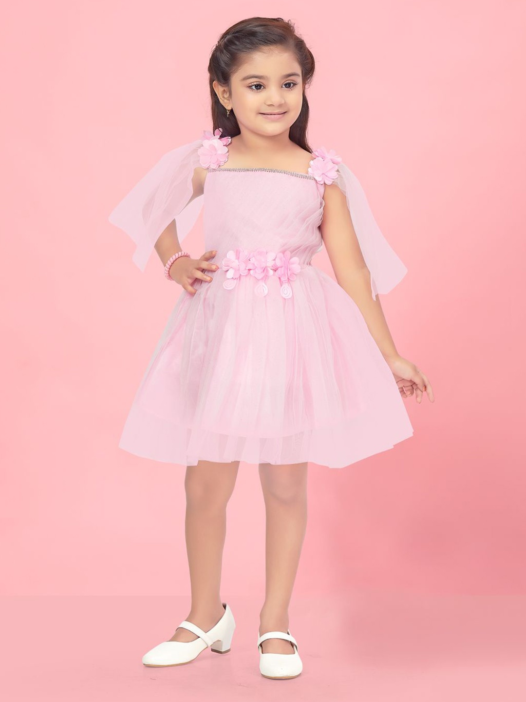 

BAESD Girls Net Fit & Flare Dress, Pink