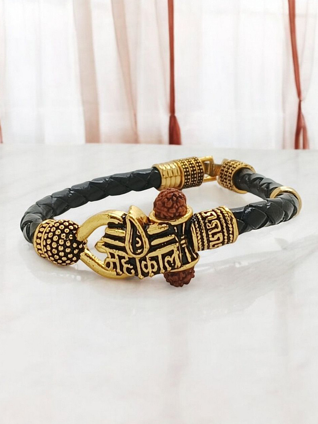 

FEMMIBELLA Men Crystals Antique Gold-Plated Charm Bracelet