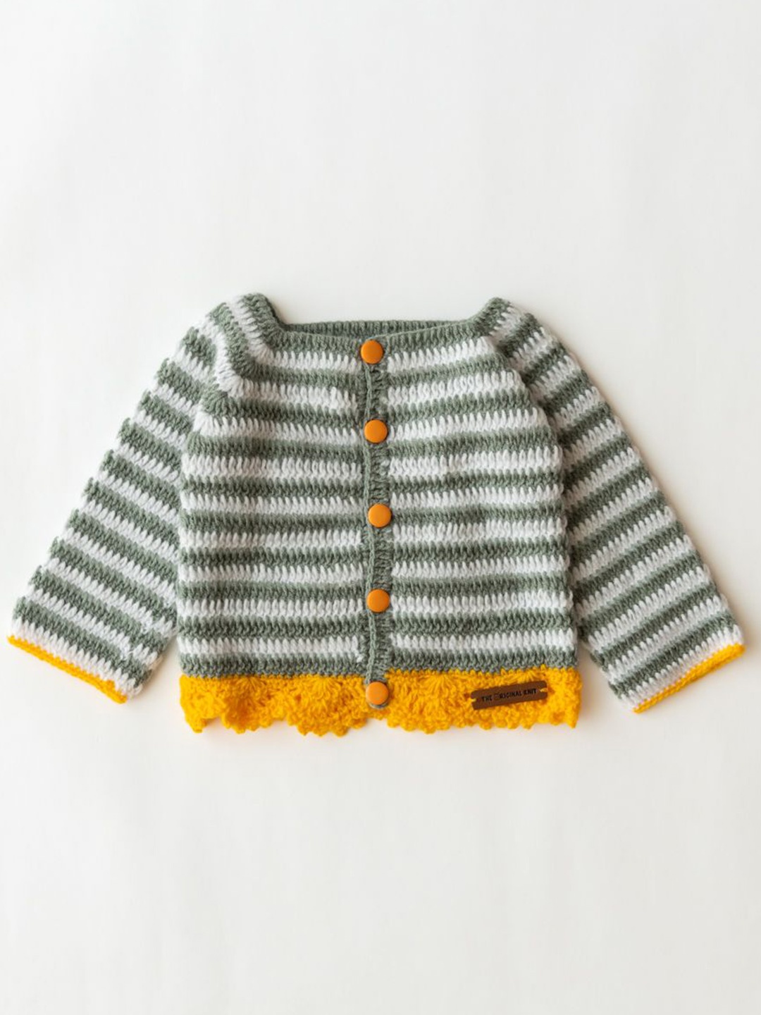 

The Original Knit Unisex Kids Floral Striped Pullover, Grey