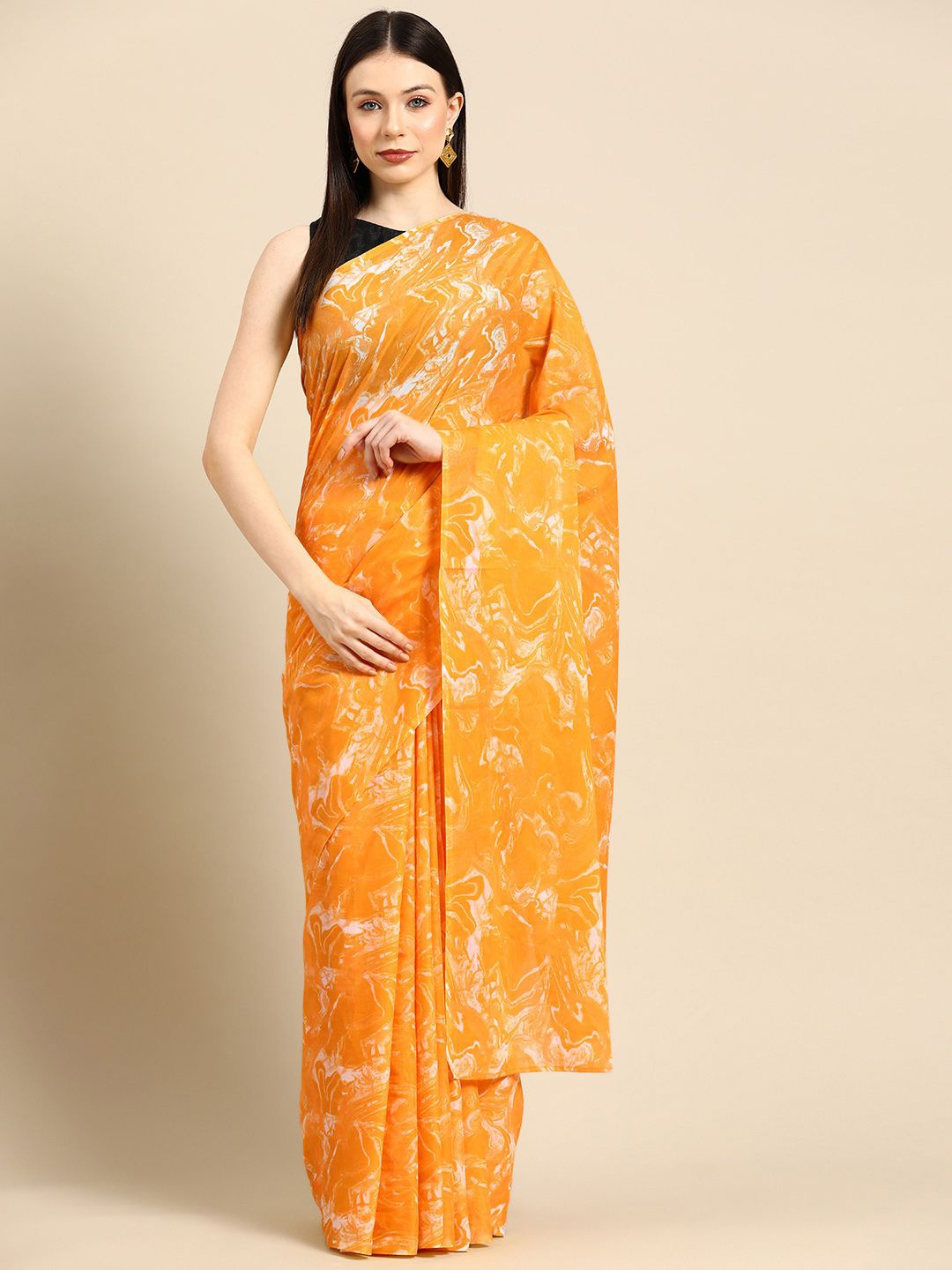 

BUTA BUTI Pure Cotton Saree, Orange