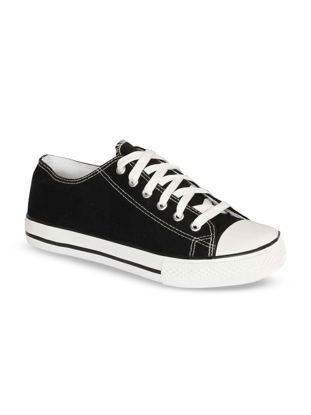 

MOZAFIA Men Canvas Round Toe Lace-Ups Sneakers, Black