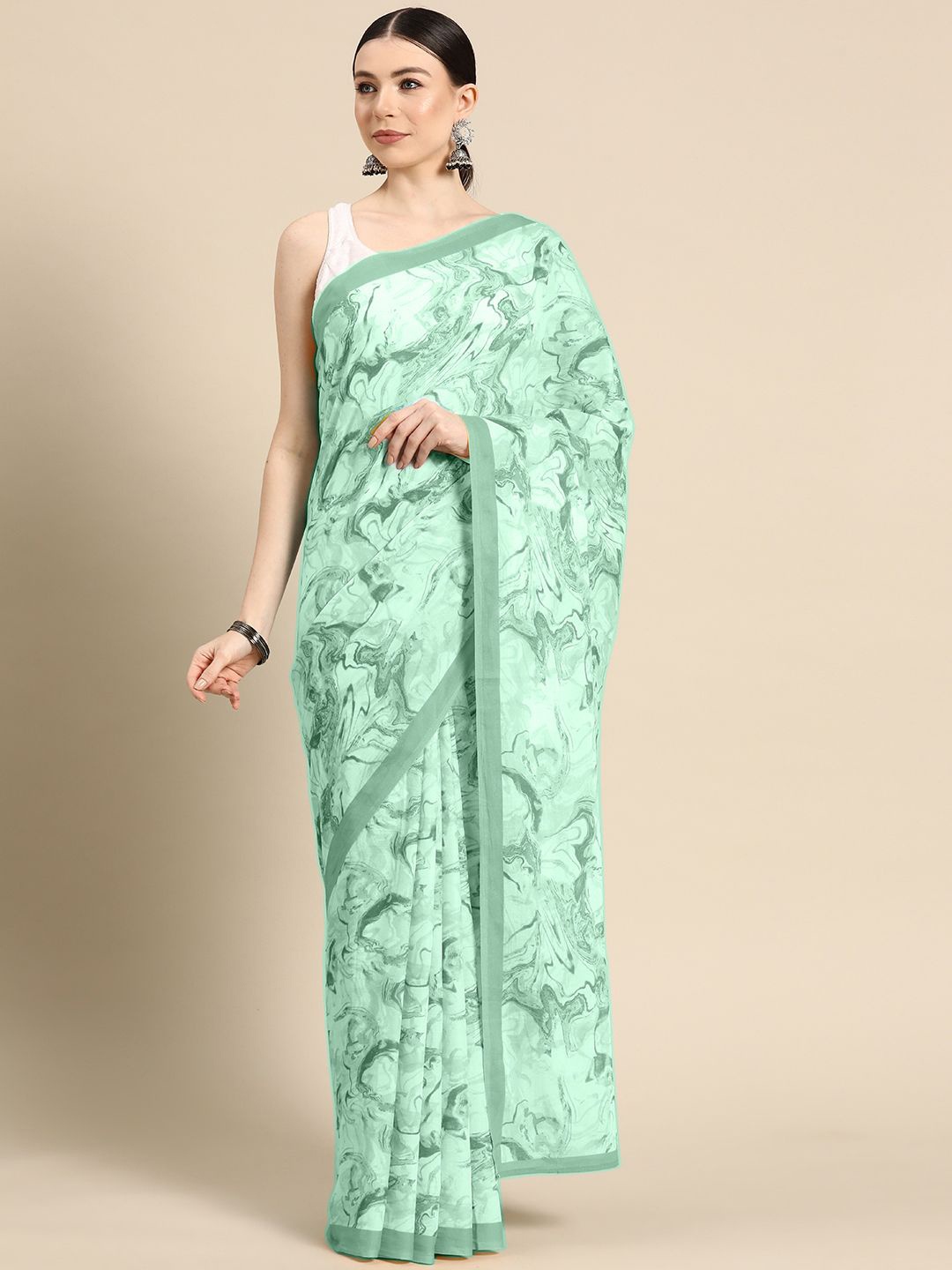 

BUTA BUTI Pure Cotton Saree, Green