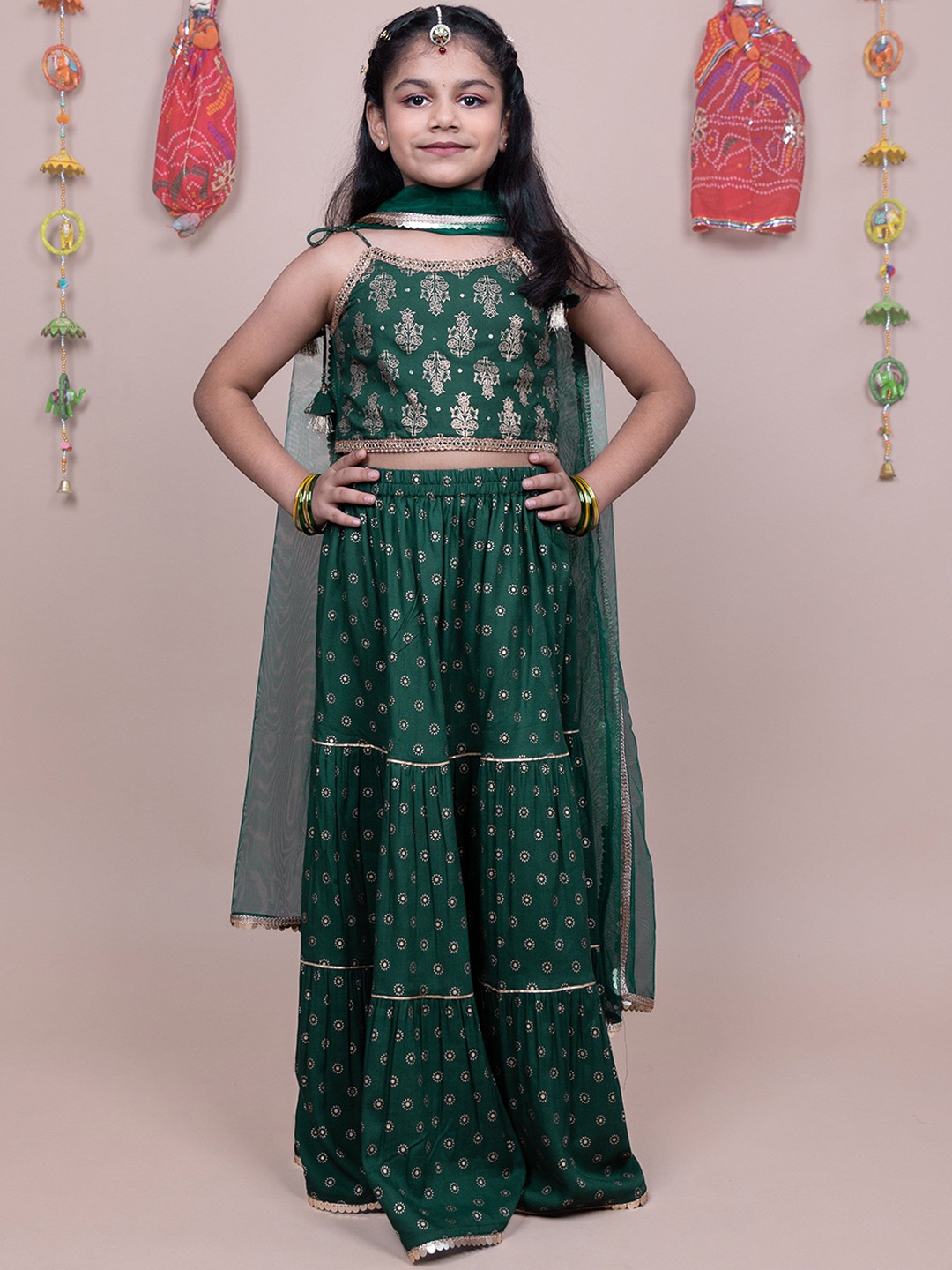 

KASYA Embellished Lehenga Choli With Dupatta, Green