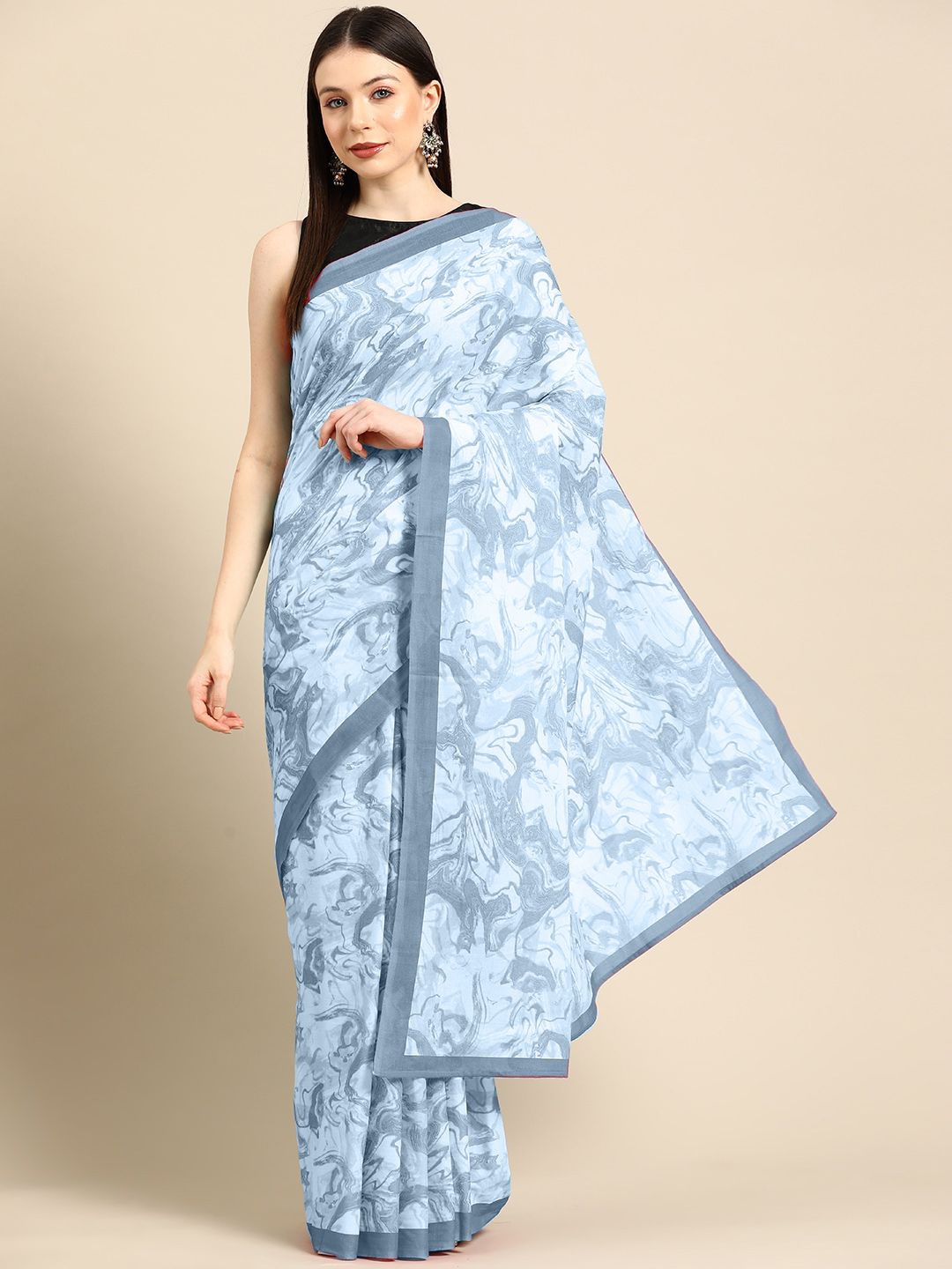 

BUTA BUTI Pure Cotton Saree, Blue