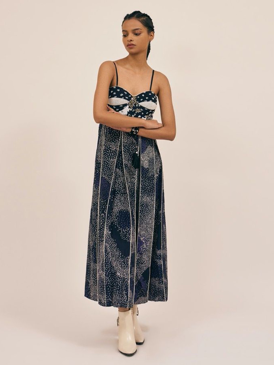 

AMKA Floral Print Crepe Maxi Dress, Blue