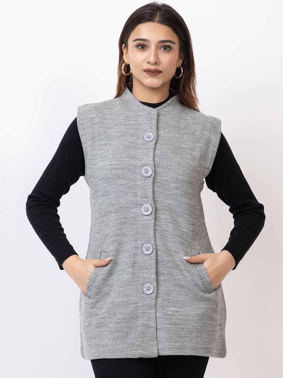

TWENTY ME Women Woollen Cardigan, Grey