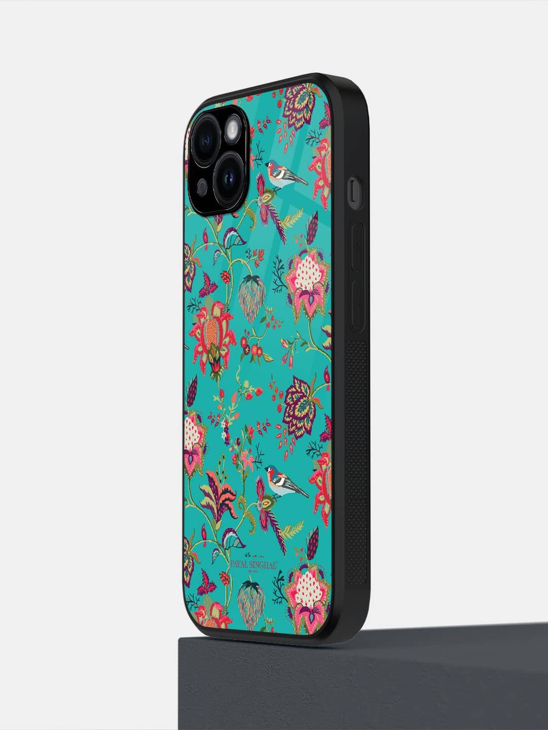 

macmerise Floral Printed iPhone 14 Plus Back Case Mobile Accessories, Teal