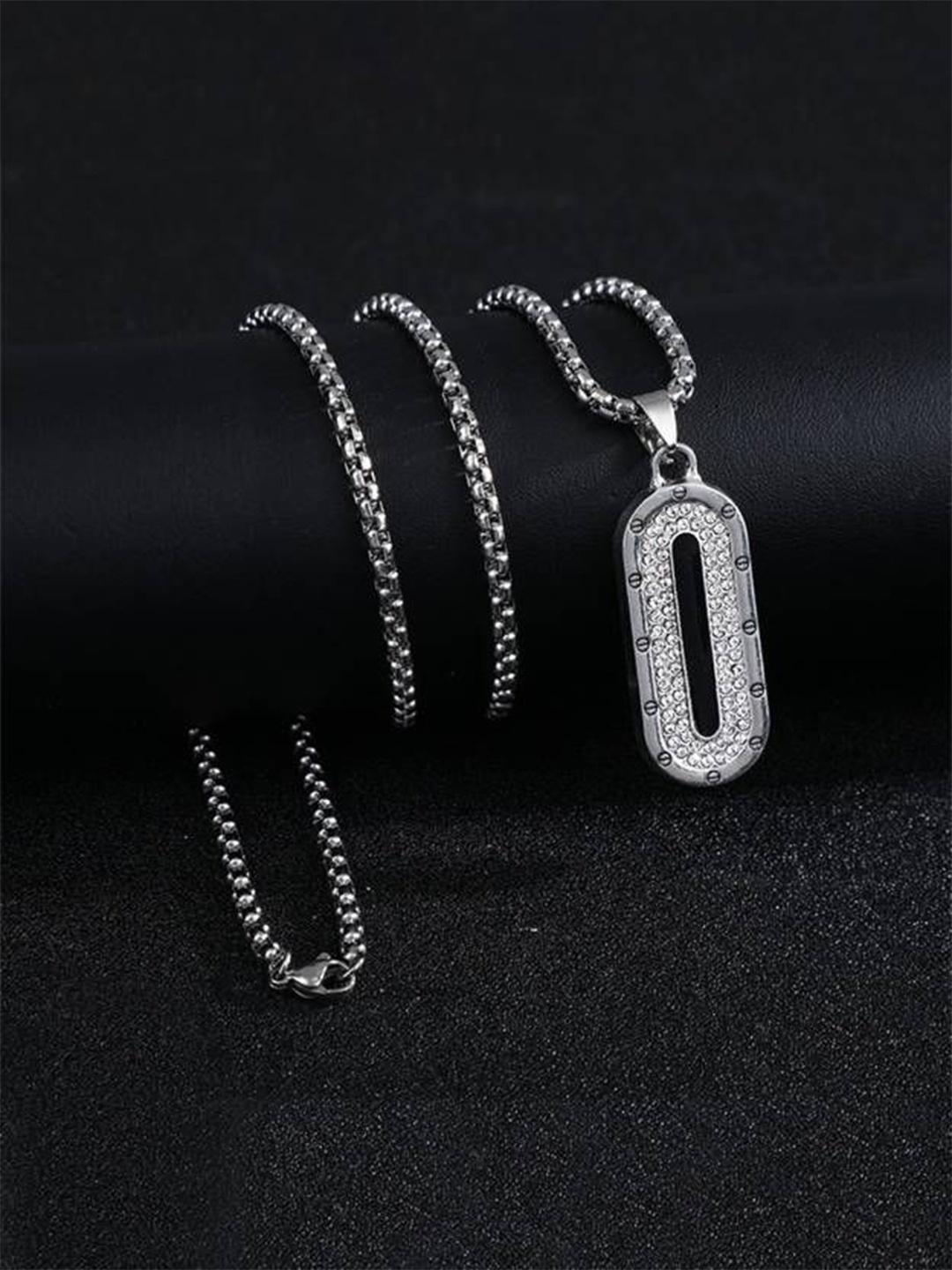 

KRENOZ Men Silver-Plated Geometric Pendants with Chains