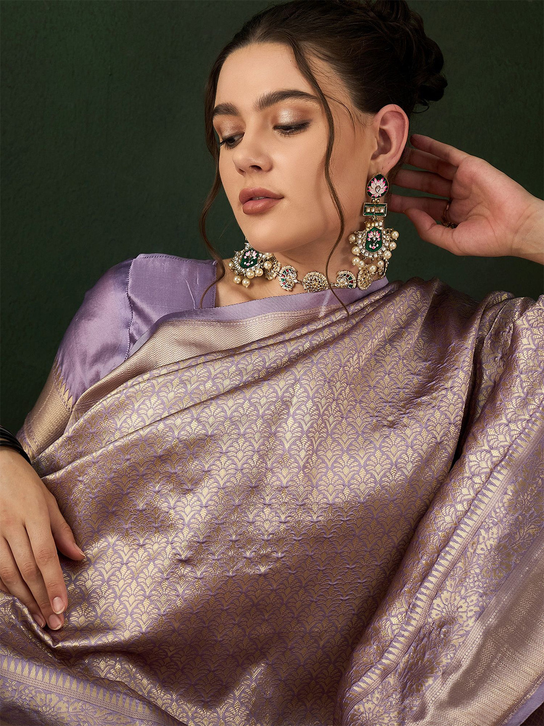 

Sangria Woven Design Saree With Blouse Piece, Lavender