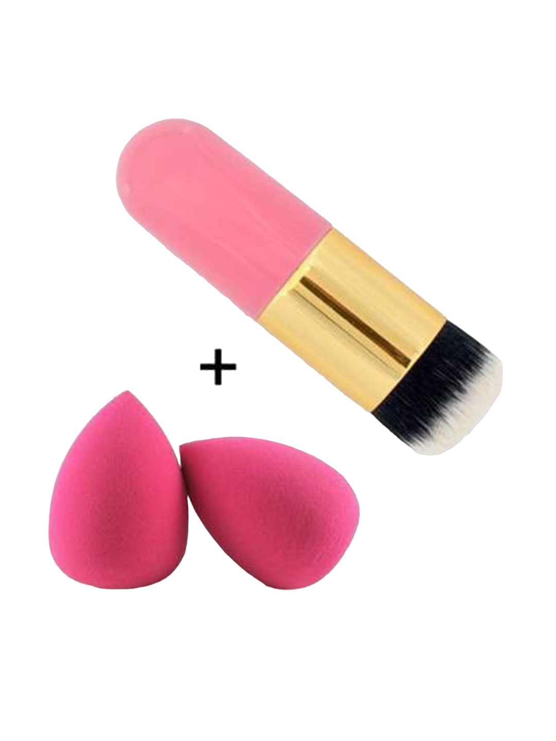 

Yoana Set Of 3 Foundation Makeup Brush With Puffs, Black