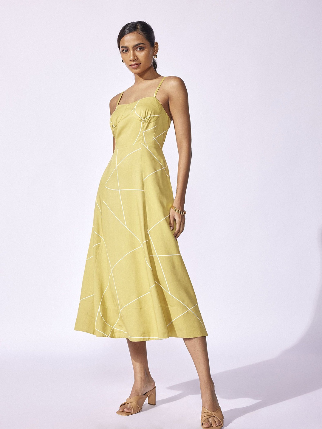 

The Label Life Printed A-Line Midi Dress, Yellow