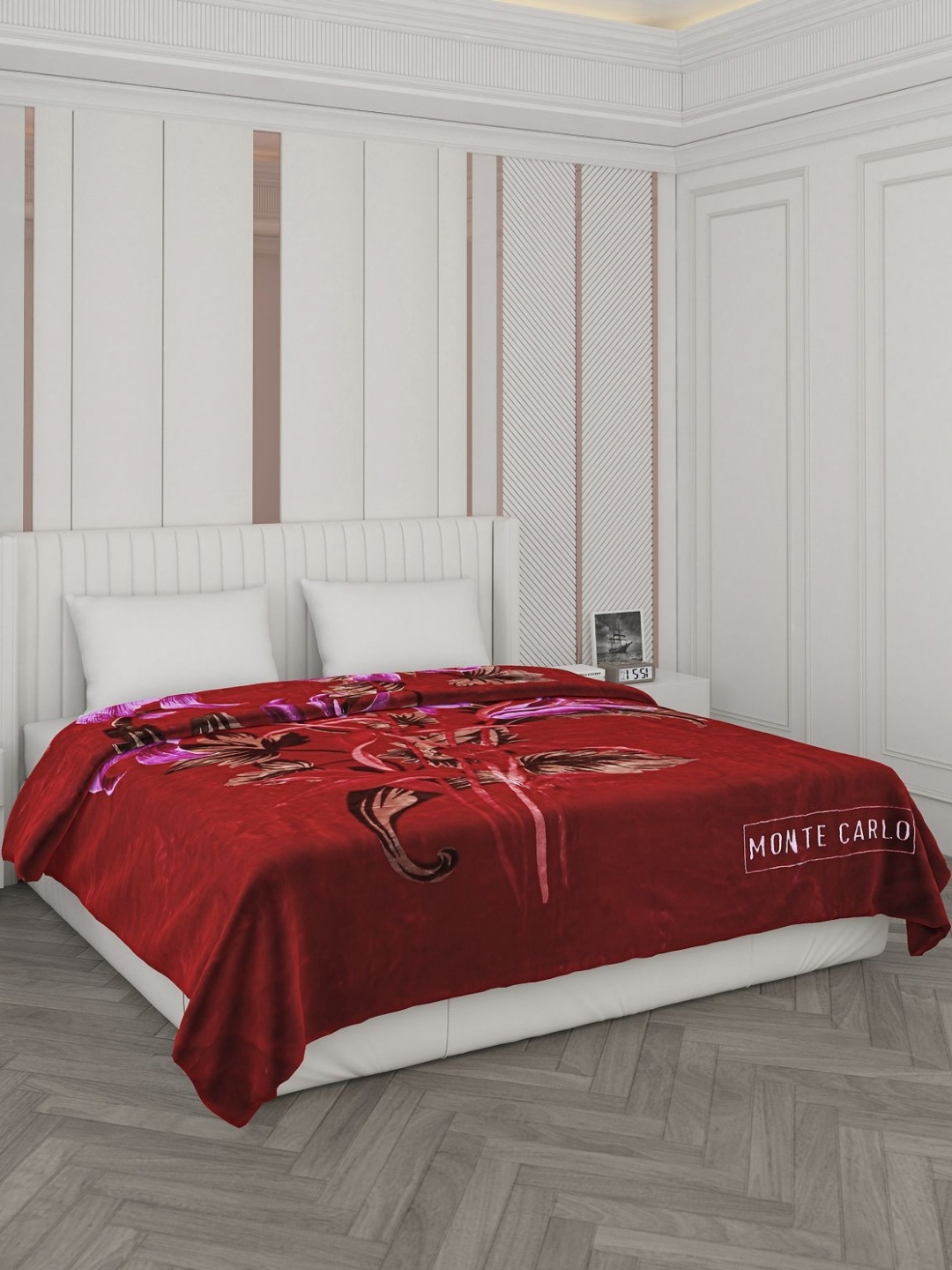 

Monte Carlo Red & Purple Floral Printed Heavy Winter 1000 GSM Double Bed Blankets