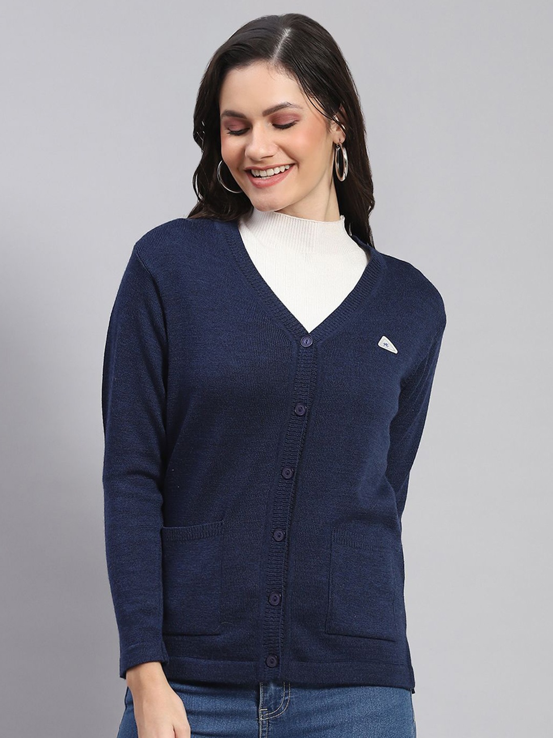 

Monte Carlo Women Woollen Cardigan, Navy blue