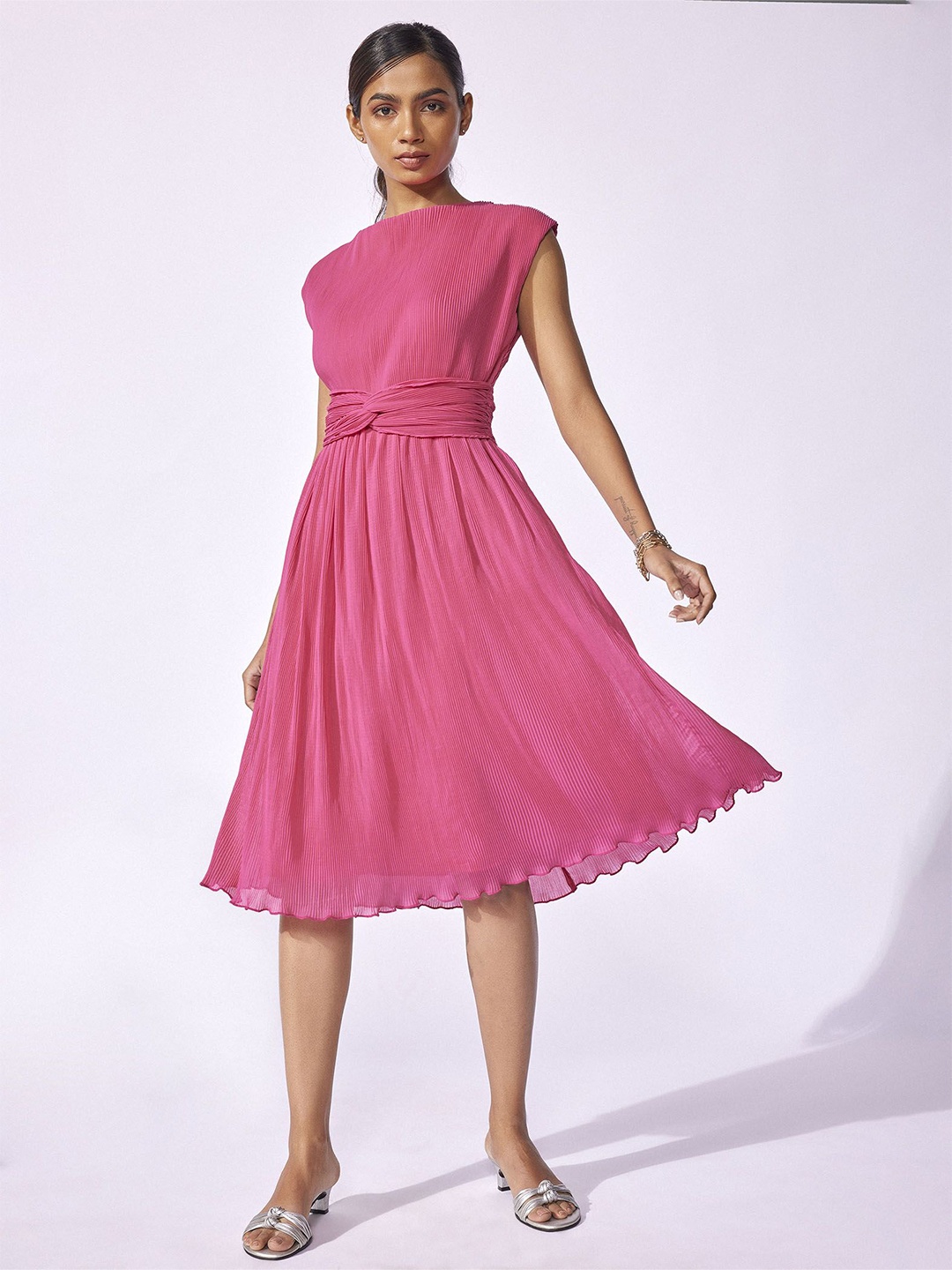 

The Label Life Cap Sleeves Fit & Flare Dress, Pink