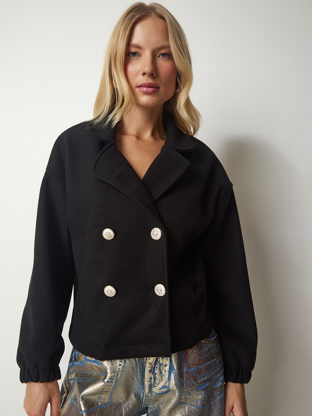 

Happiness istanbul Women Solid Tailored Jacket, Black