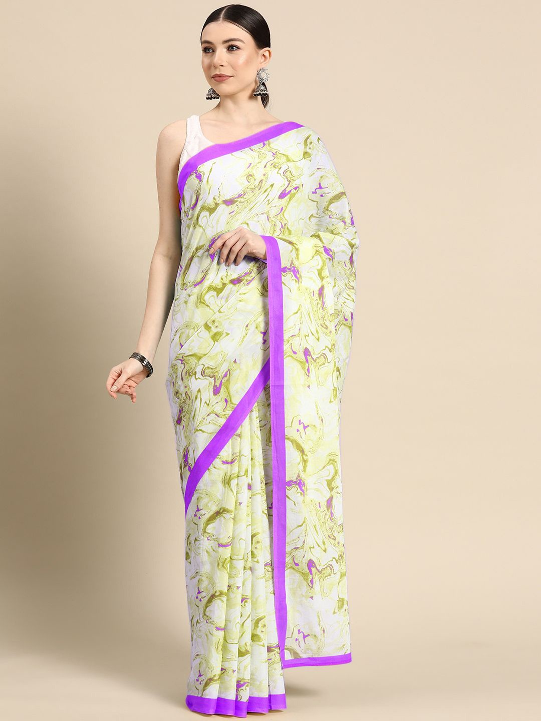 

BUTA BUTI Pure Cotton Saree, Purple