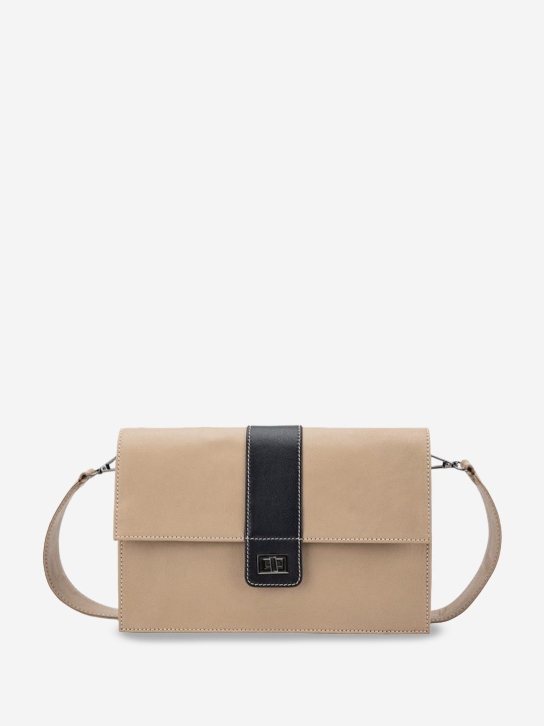 

Abelardo De Moda Leather Structured Sling Bag, Beige