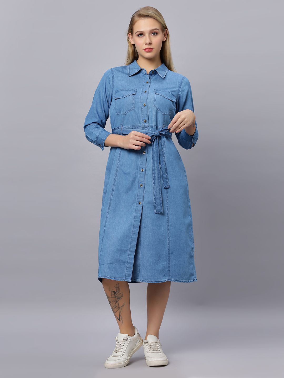 

The Roadster Lifestyle Co Knee Length Dress, Blue