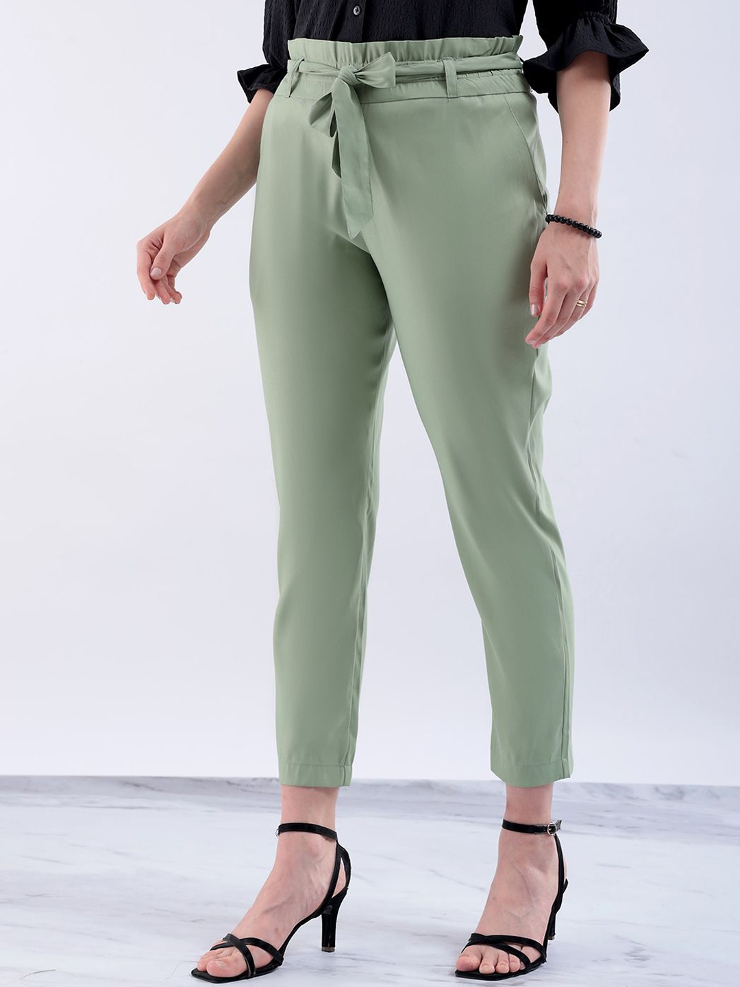 

Freehand by The Indian Garage Co Women Slim Fit Trousers, Green