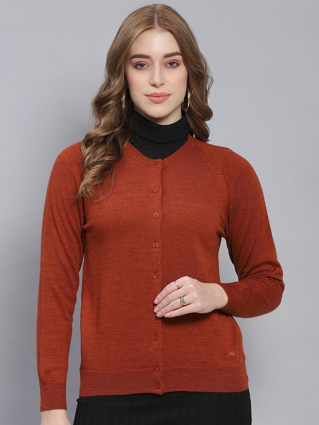 

Monte Carlo Women Woollen Cardigan, Rust
