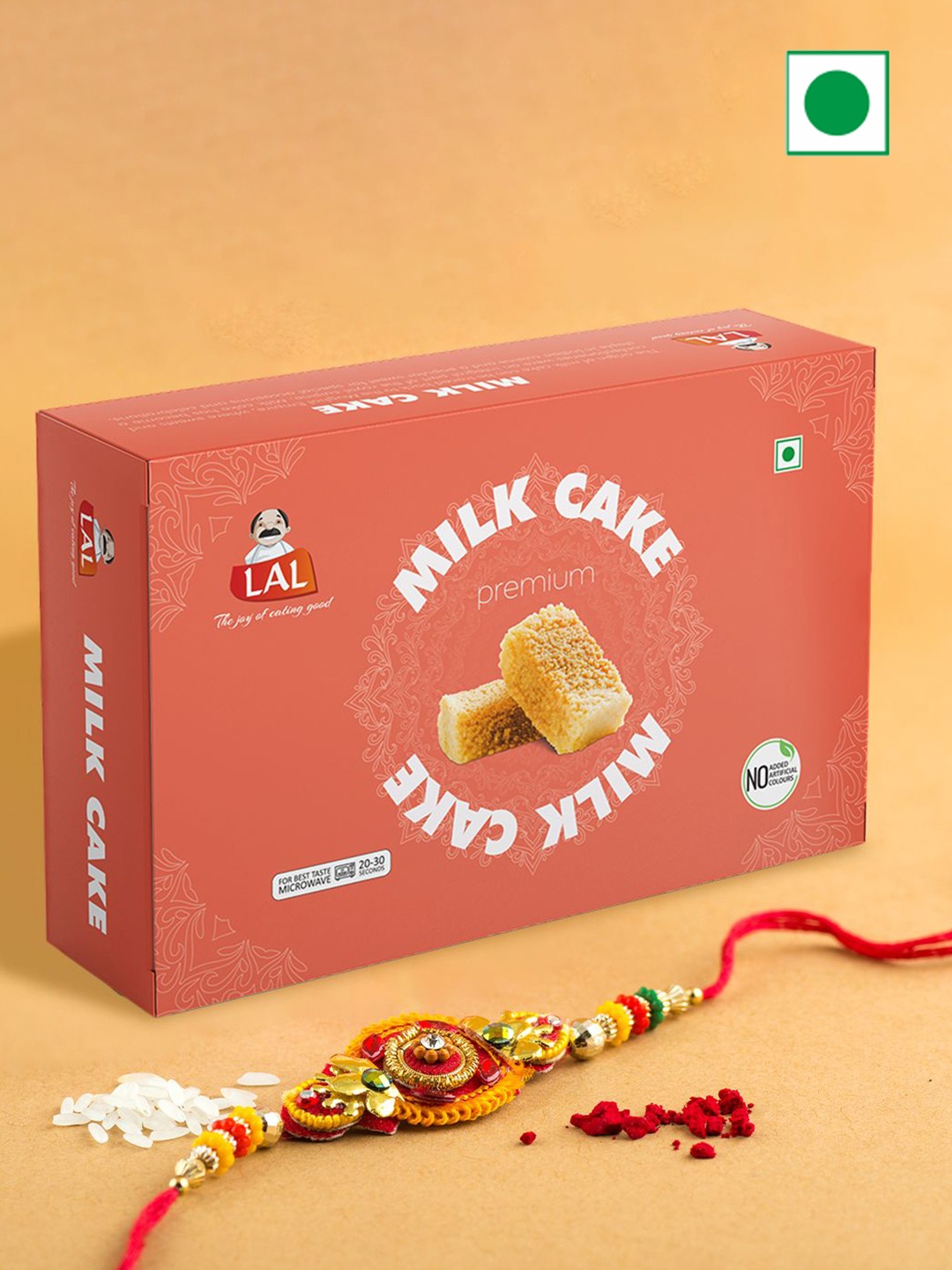 

Lal Milk Cake Premium With Rakhi 400Gm, Orange