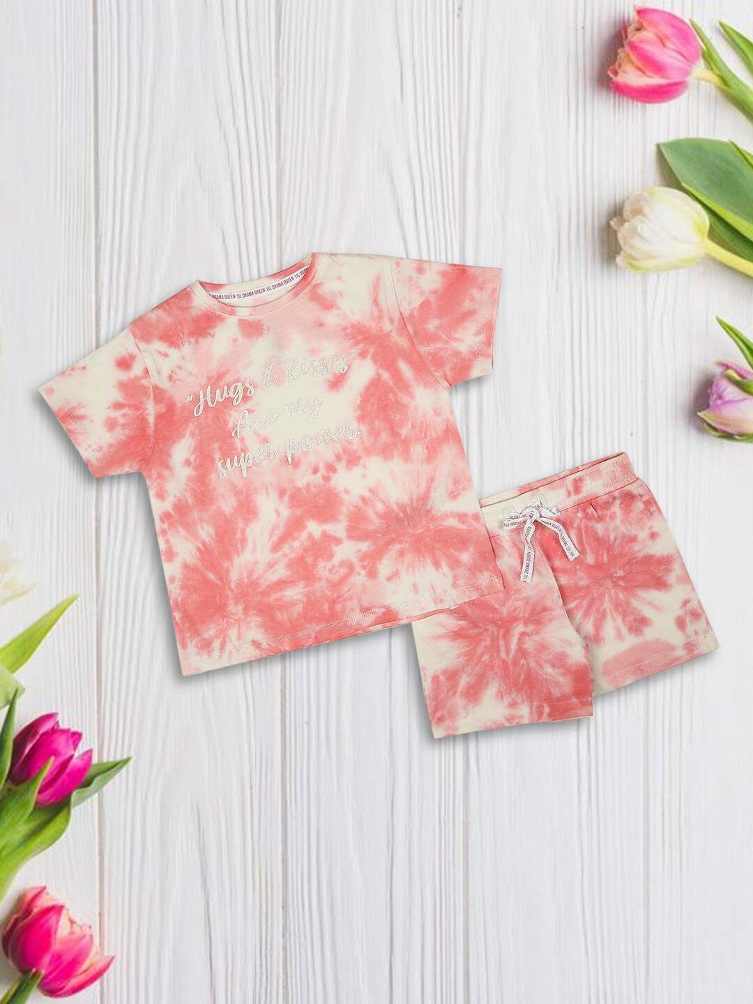 

MeeMee Girls Dyed T-shirt with Shorts, Pink