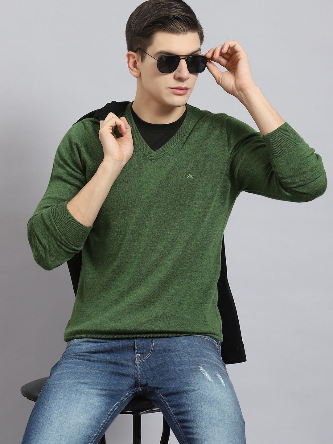 

Monte Carlo Men Woollen Pullover, Green