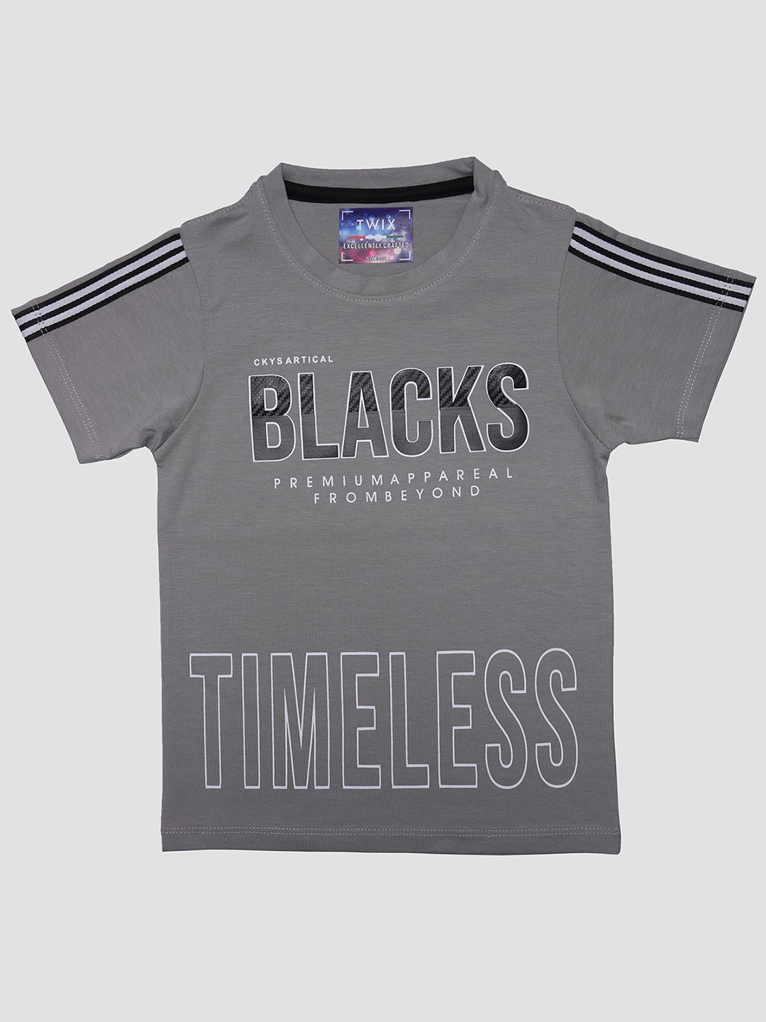 

TWIX Boys Typography Printed Round Neck Cotton T-Shirt, Grey