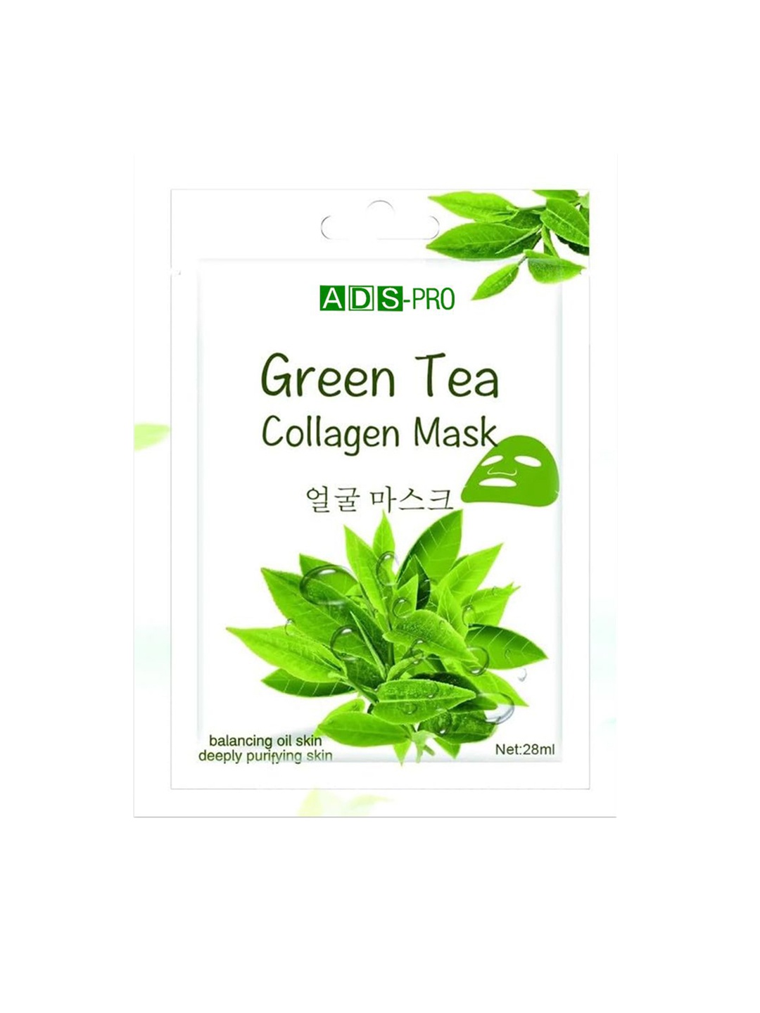 

A.D.S Green Tea Sheet Mask For Soothing & Relief the Skin -28ml, White