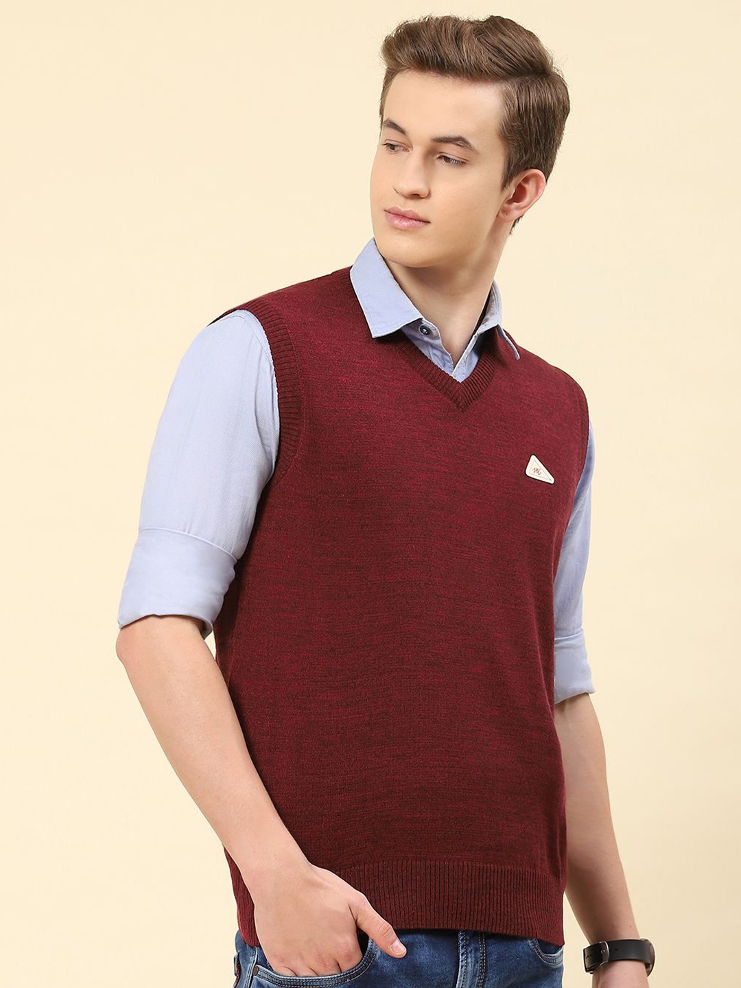 

Monte Carlo Men Woollen Sweater Vest, Maroon
