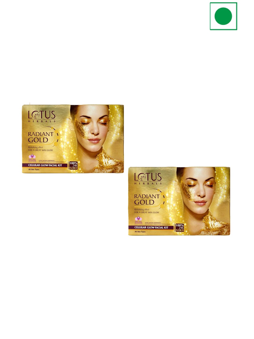 

Lotus Herbals Set Of 2 Radiant 24K Gold Cellular Glow Facial Kit - 37g Each