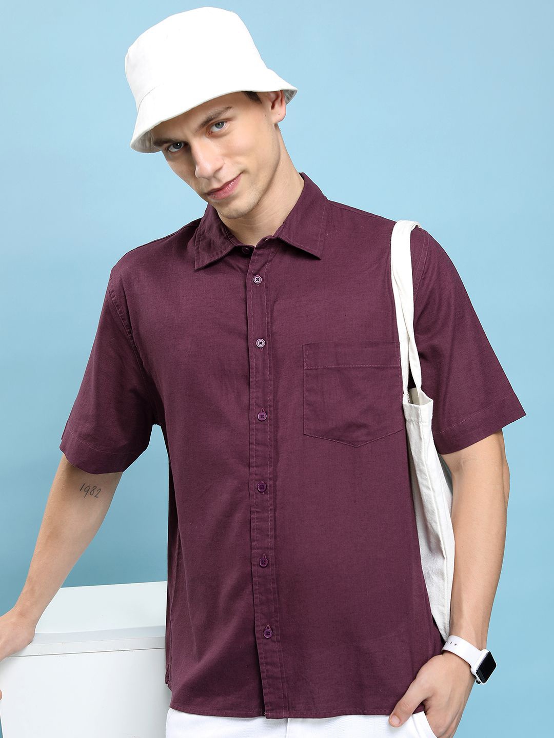 

HIGHLANDER Men Opaque Casual Shirt, Maroon